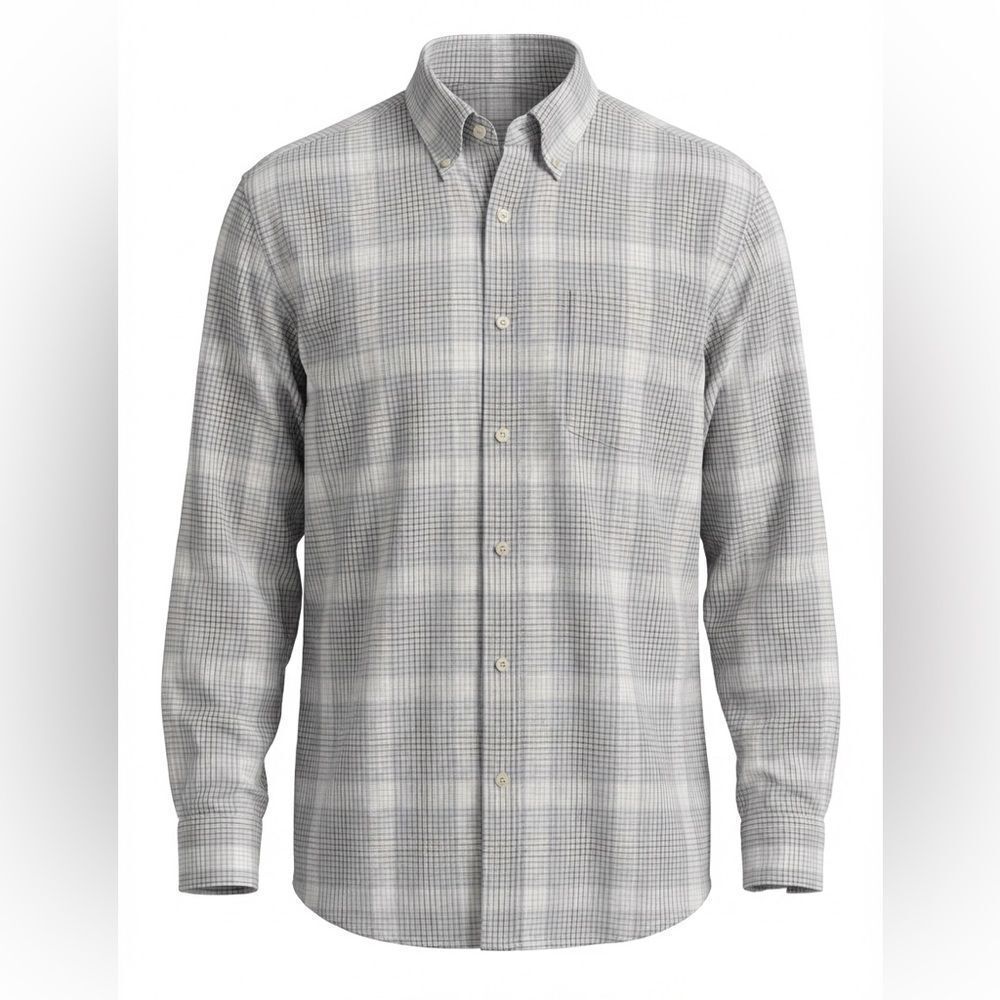 ORVIS MENS BUTTON DOWN SHIRT SIZE XL GRAY WITH BLUE BROWN STRIPE